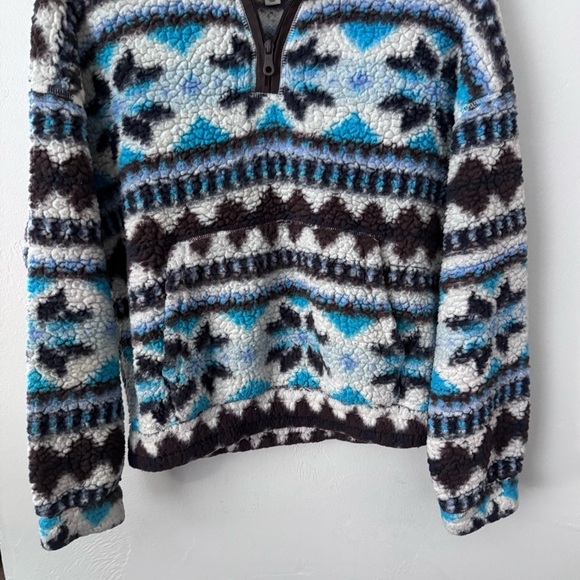 Offline by Aerie Aztec print Fleece Quarter zip sherpa pullover Size Small - Picture 4 of 10